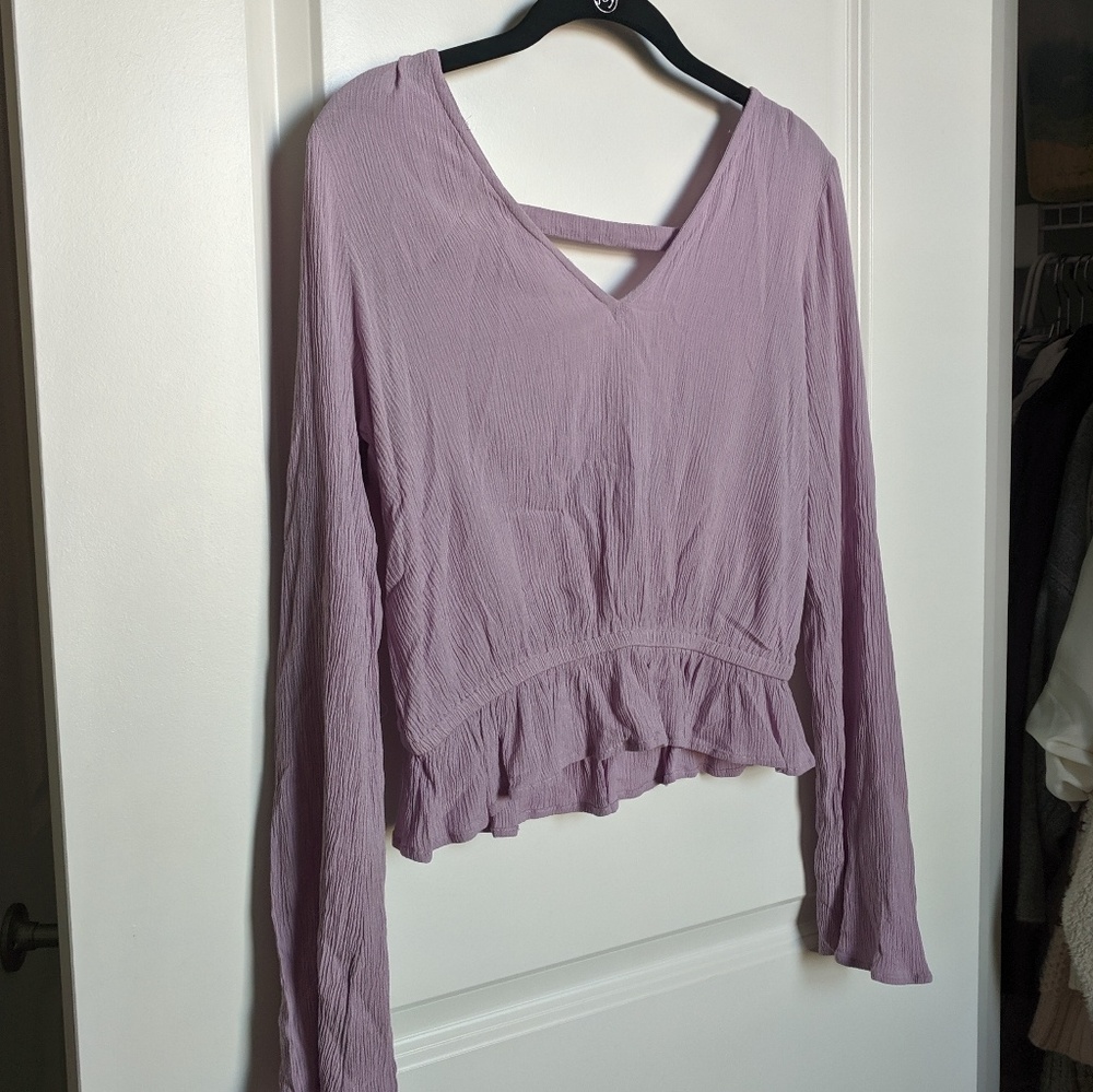 NWOT Express Purple Long Sleeve Backless Shirt
